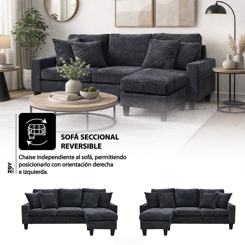 Seccional Bergen Intercambiable. Tela Gris – Zoy Home