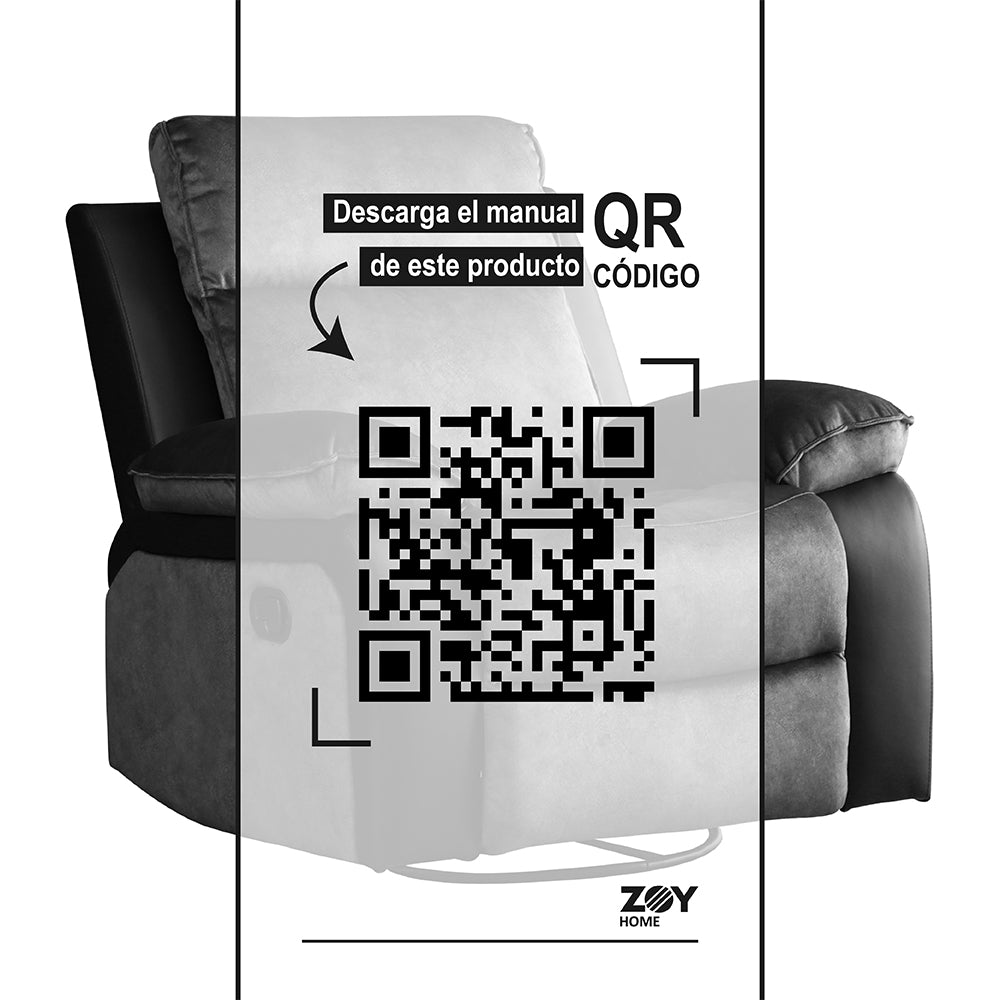 Bergere Brunei, Mecedora y Giratorio. Mix Tela y PU Negro