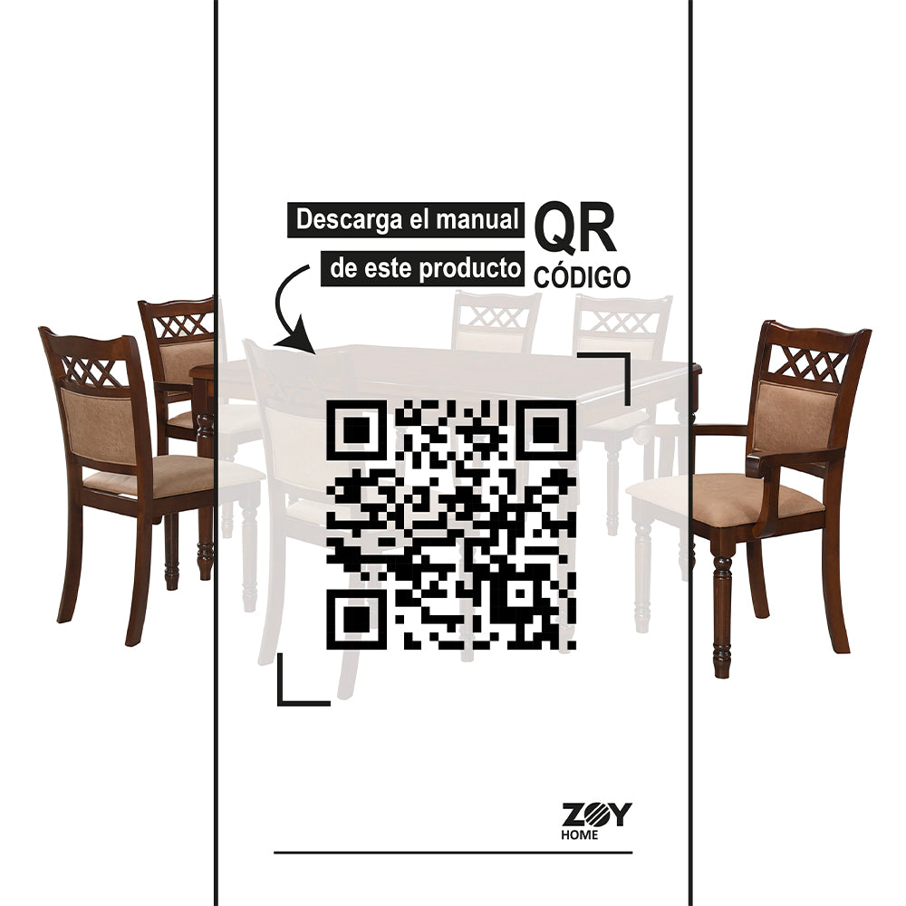 Juego de Comedor Mallorca, 4 Sillas 2 Sitiales. Madera