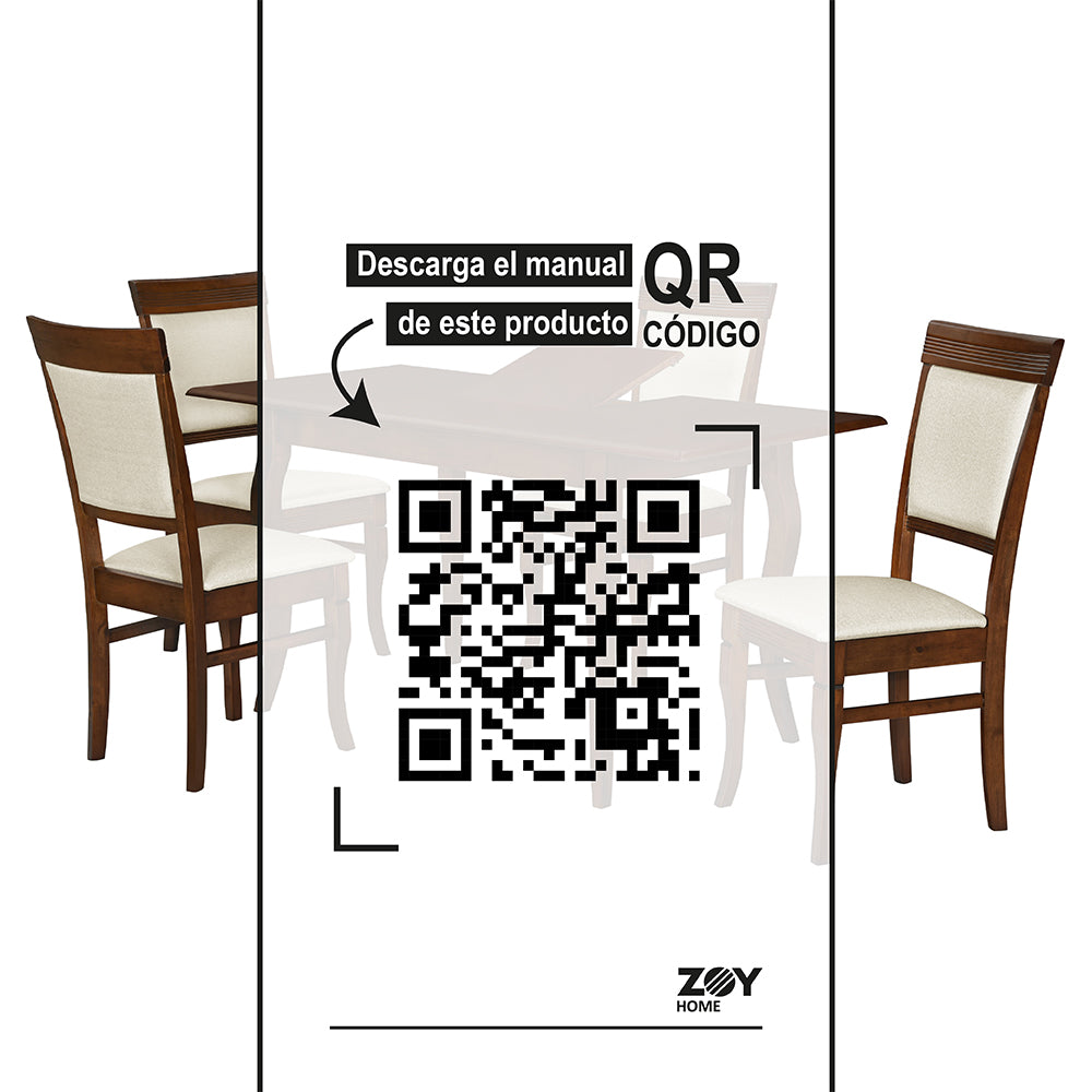 Juego de Comedor Santorini con extensión 4 Sillas