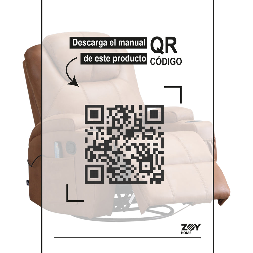 Bergere Lhasa Multifunción Mecedora y Giratorio con Masaje y Calor. PU Camel