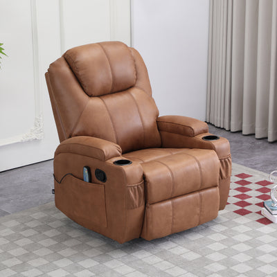 Bergere Lhasa Multifunción Mecedora y Giratorio con Masaje y Calor. PU Camel