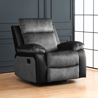 Bergere Brunei, Mecedora y Giratorio. Mix Tela y PU Negro