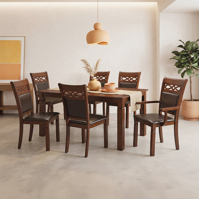 Juego de Comedor Capri PU, 4 Sillas 2 Sitiales. Madera