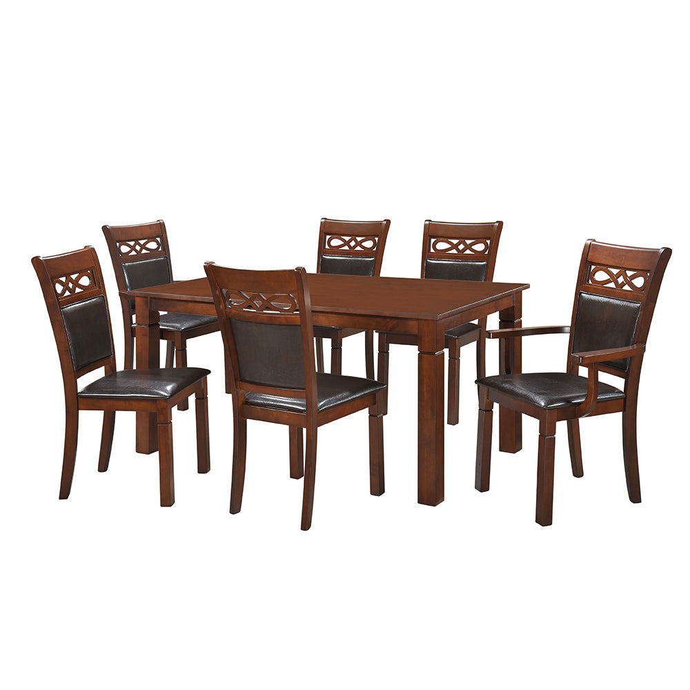 Juego de Comedor Capri PU, 4 Sillas 2 Sitiales. Madera