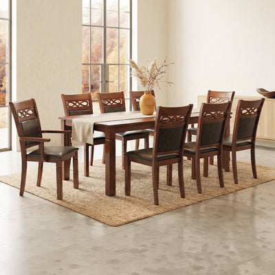 Juego de Comedor Capri PU, 6 Sillas 2 Sitiales. Madera