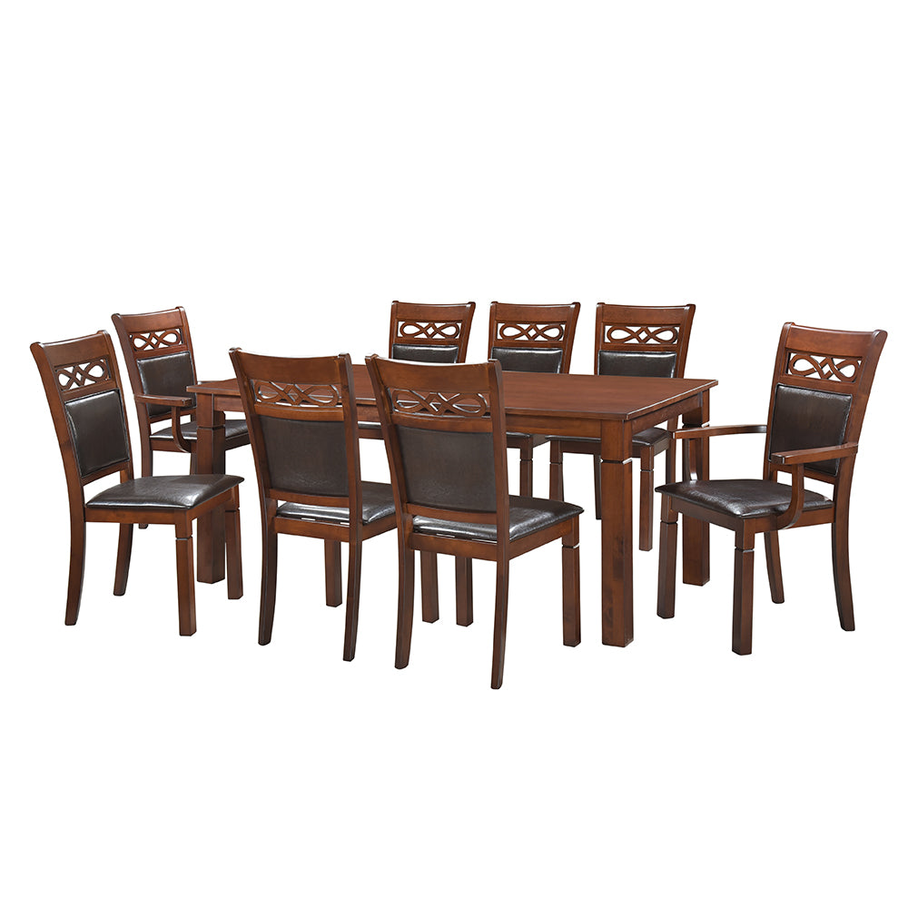Juego de Comedor Capri PU, 6 Sillas 2 Sitiales. Madera