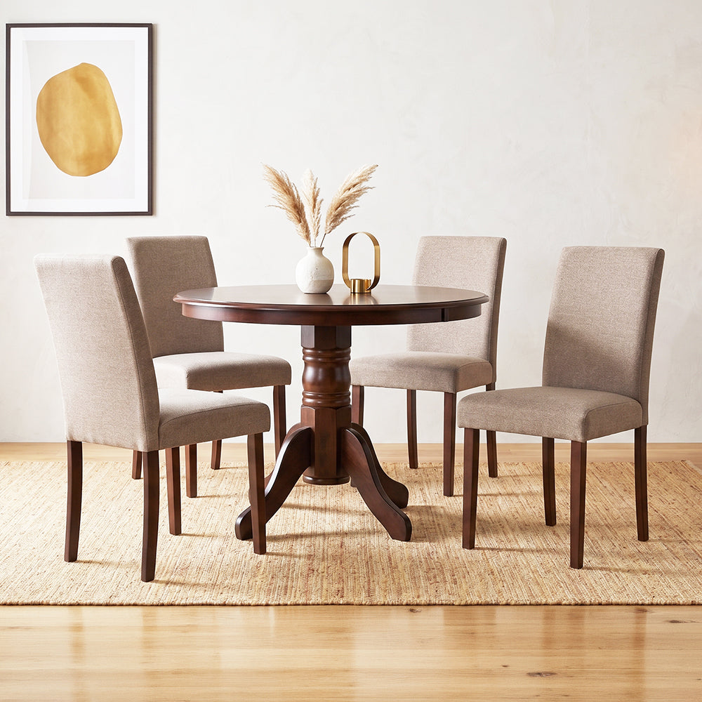 Juego de Comedor 4 Sillas (103x103x76cm) Tela Beige. Phuket 4 puestos