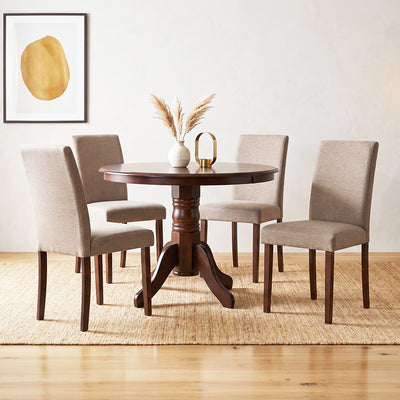 Juego de Comedor 4 Sillas (103x103x76cm) Tela Beige. Phuket 4 puestos