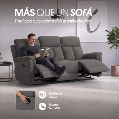 Reclinable 3c Beijing Tela Gris