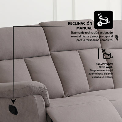 Reclinable 3c Beijing Tela Moka