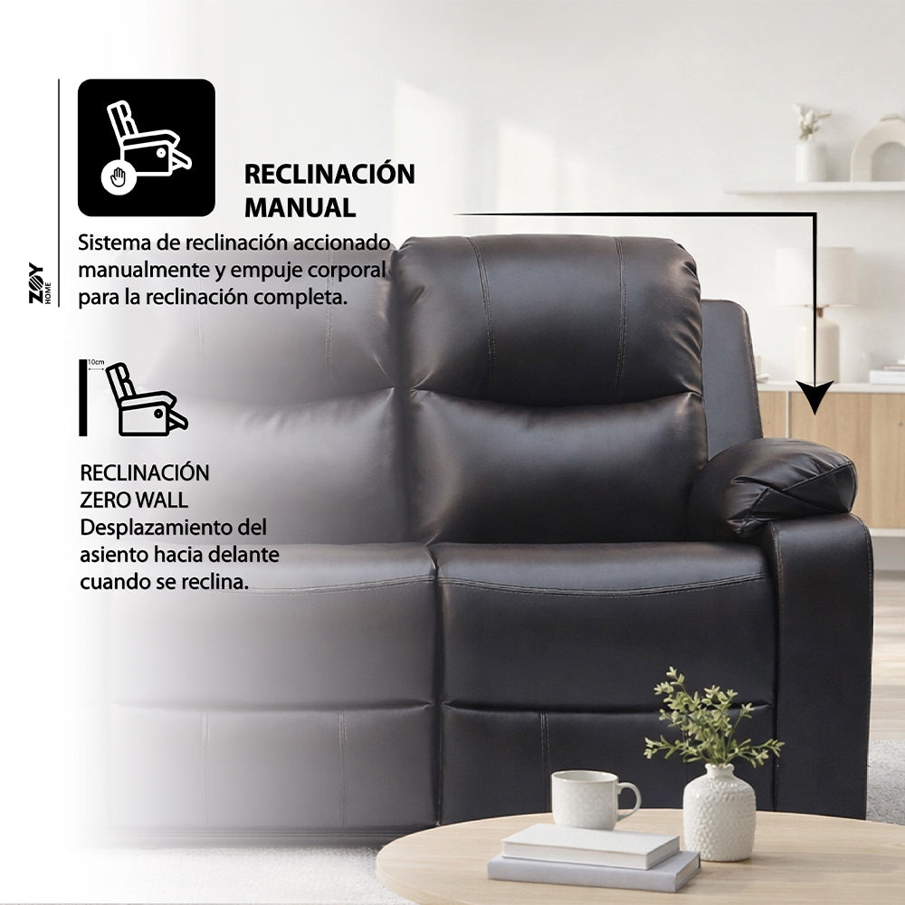 Reclinable 3 cuerpos Tabuk PU Café con Posavasos
