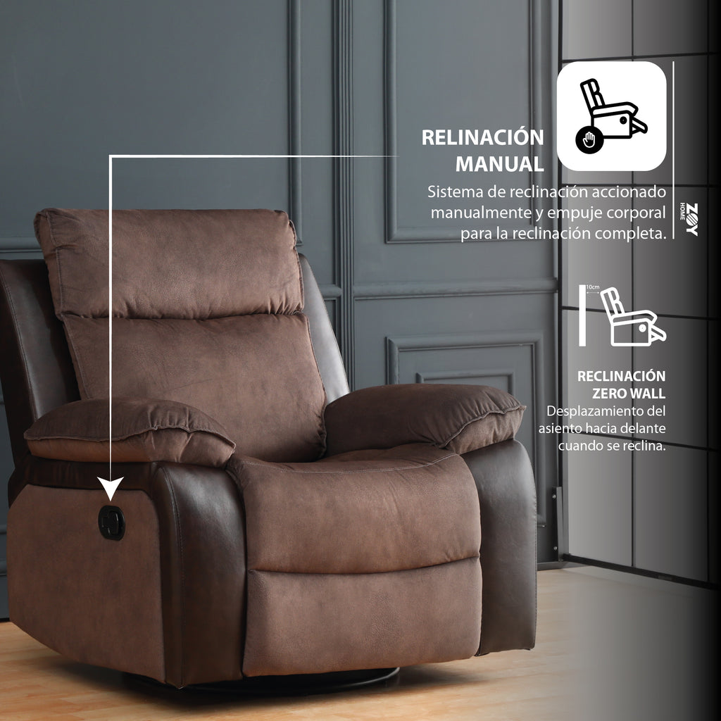 Bergere Brunei, Mecedora y Giratorio. Mix Tela y PU Café