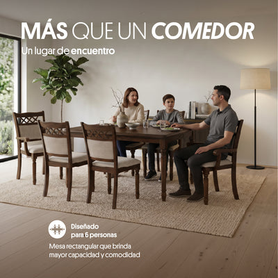 Juego de Comedor Mallorca, 6 Sillas. Madera
