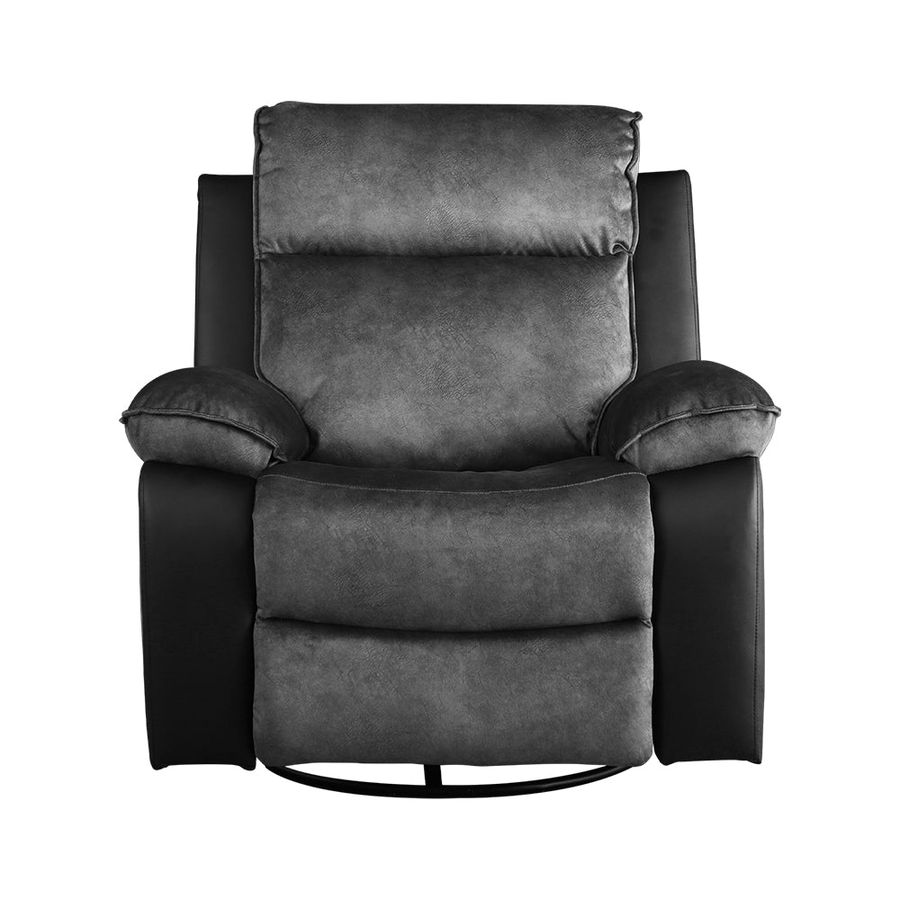 Combo Bergere Brunei, Mecedora y Giratorio. Mix Tela y PU Negro