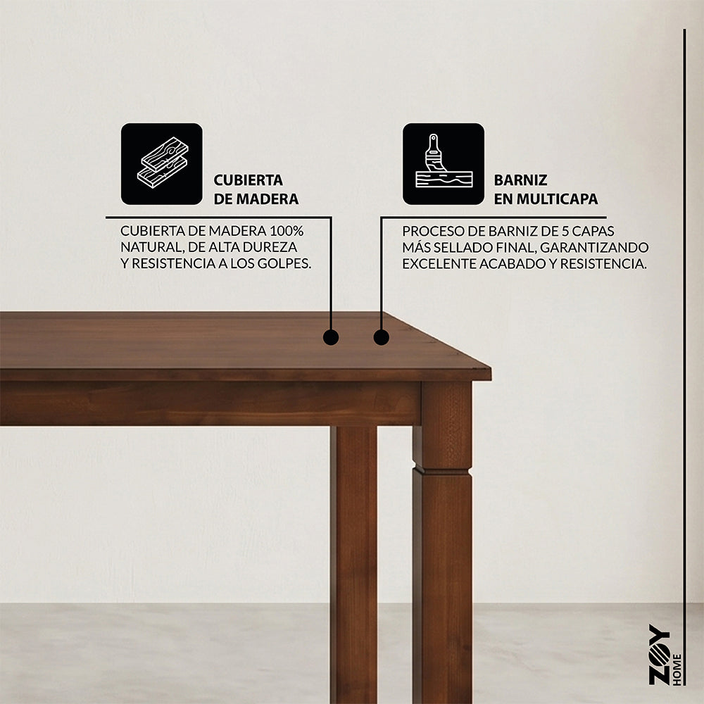 Juego de Comedor Capri PU, 6 Sillas 2 Sitiales. Madera