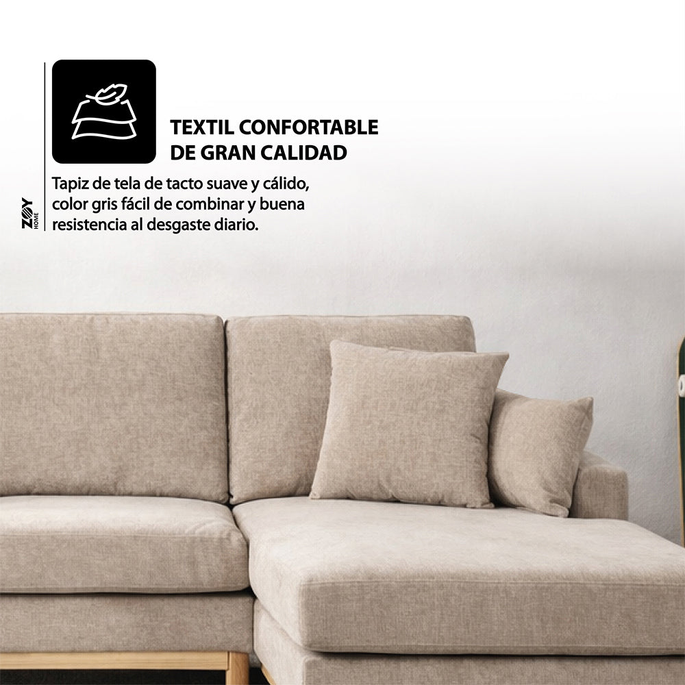Sofá Seccional Evora Derecho Tela Beige