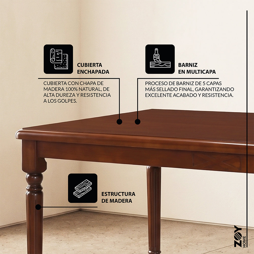 Juego de Comedor Mallorca, 6 Sillas. Madera