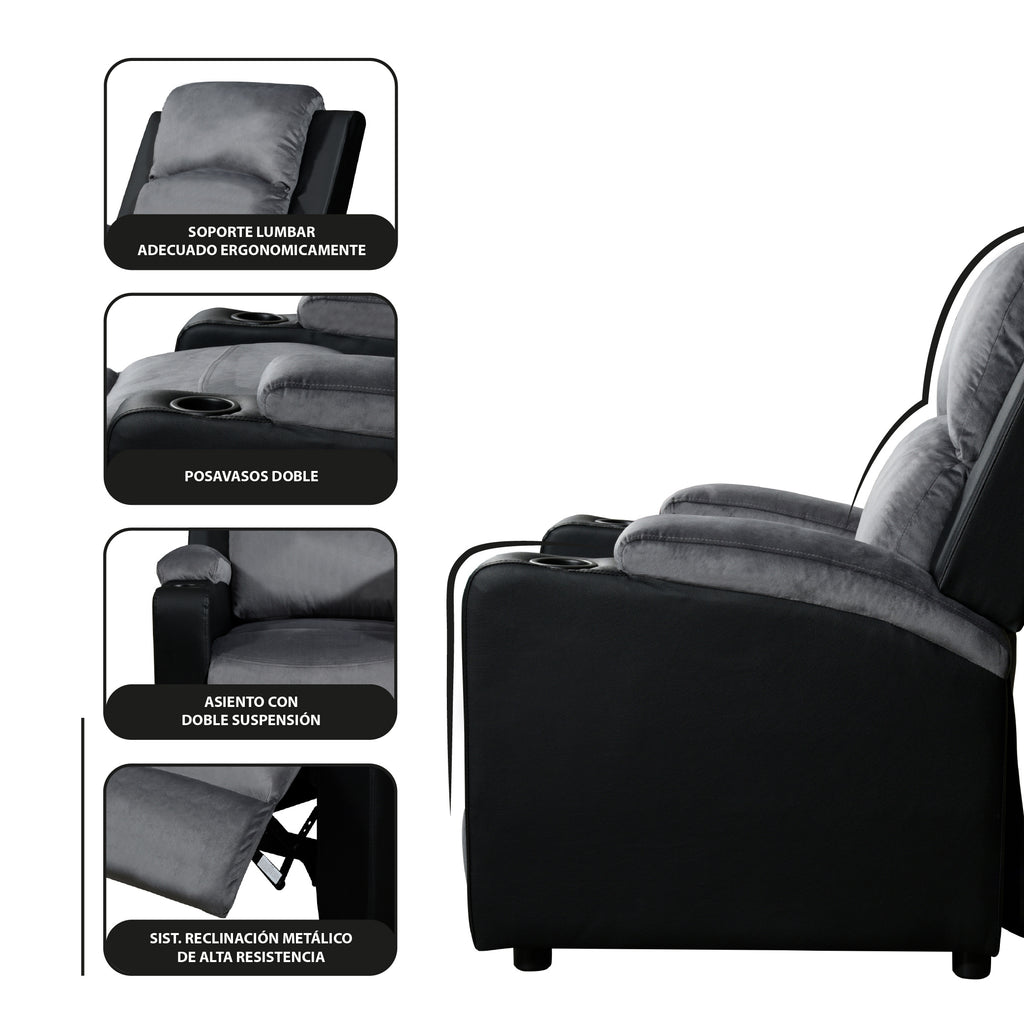 Bergere Dakar Mix Tela y PU Negro