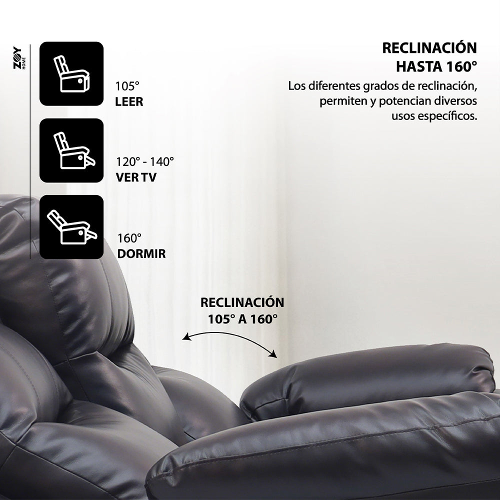 Reclinable 3 cuerpos Tabuk PU Café con Posavasos