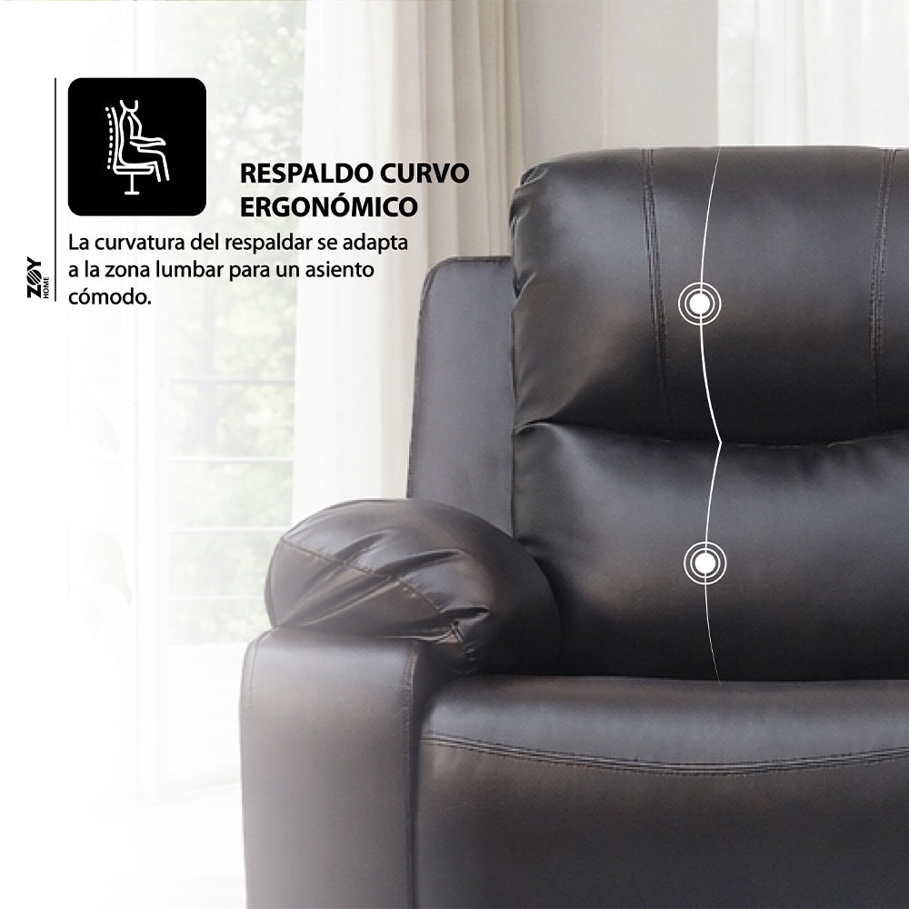 Reclinable 3 cuerpos Tabuk PU Café con Posavasos