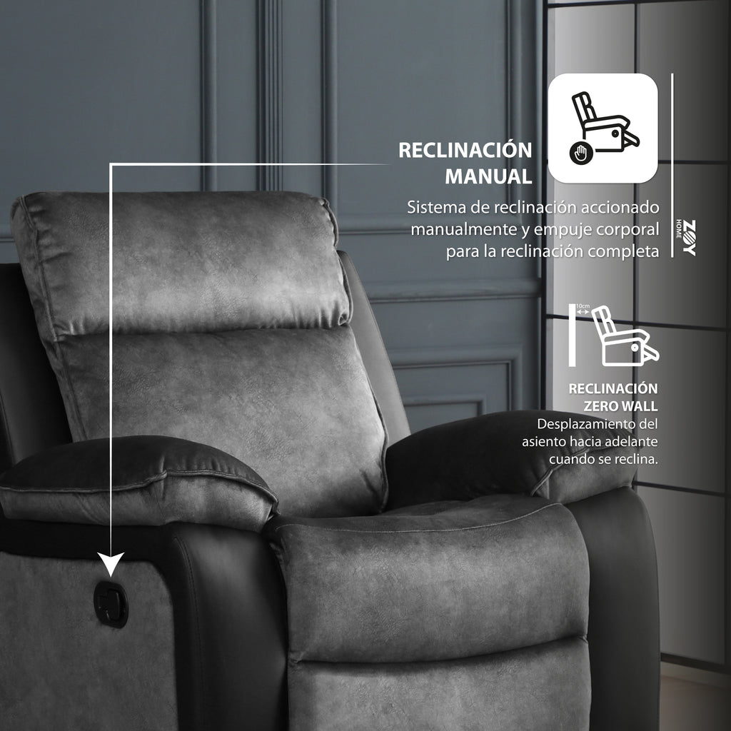 Bergere Brunei, Mecedora y Giratorio. Mix Tela y PU Negro