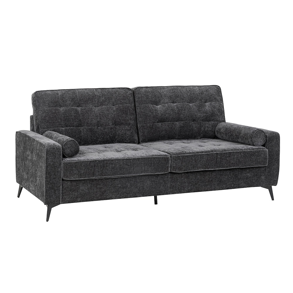 Sofá Minsk 3 Cuerpos Tela Charcoal (Gris Oscuro)