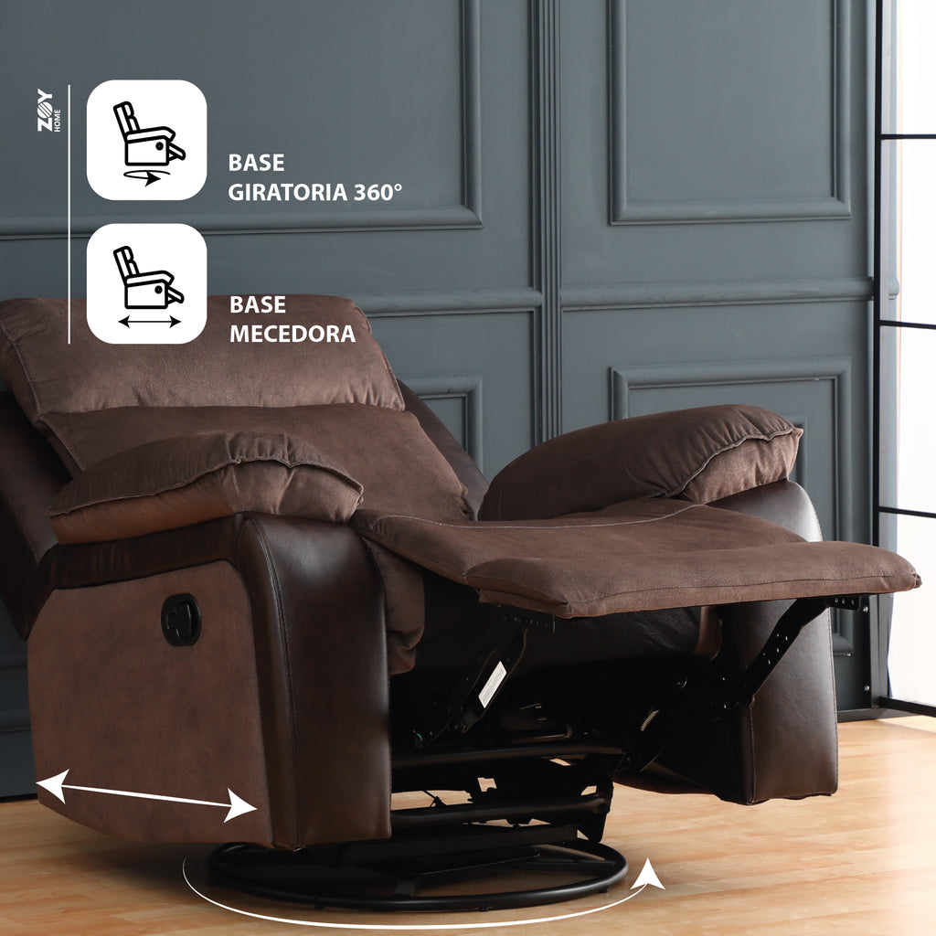 Bergere Brunei, Mecedora y Giratorio. Mix Tela y PU Café