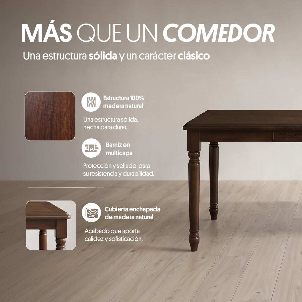 Juego de Comedor Mallorca, 6 Sillas. Madera