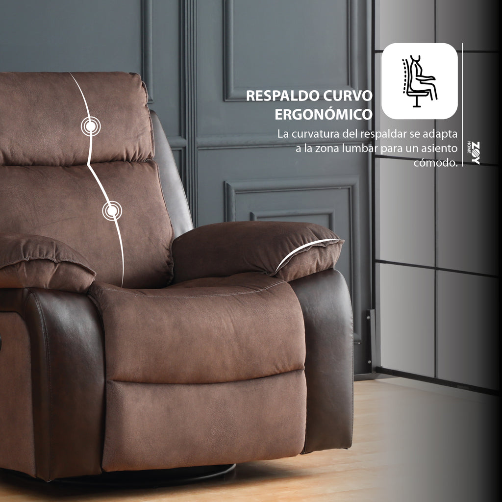 Bergere Brunei, Mecedora y Giratorio. Mix Tela y PU Café