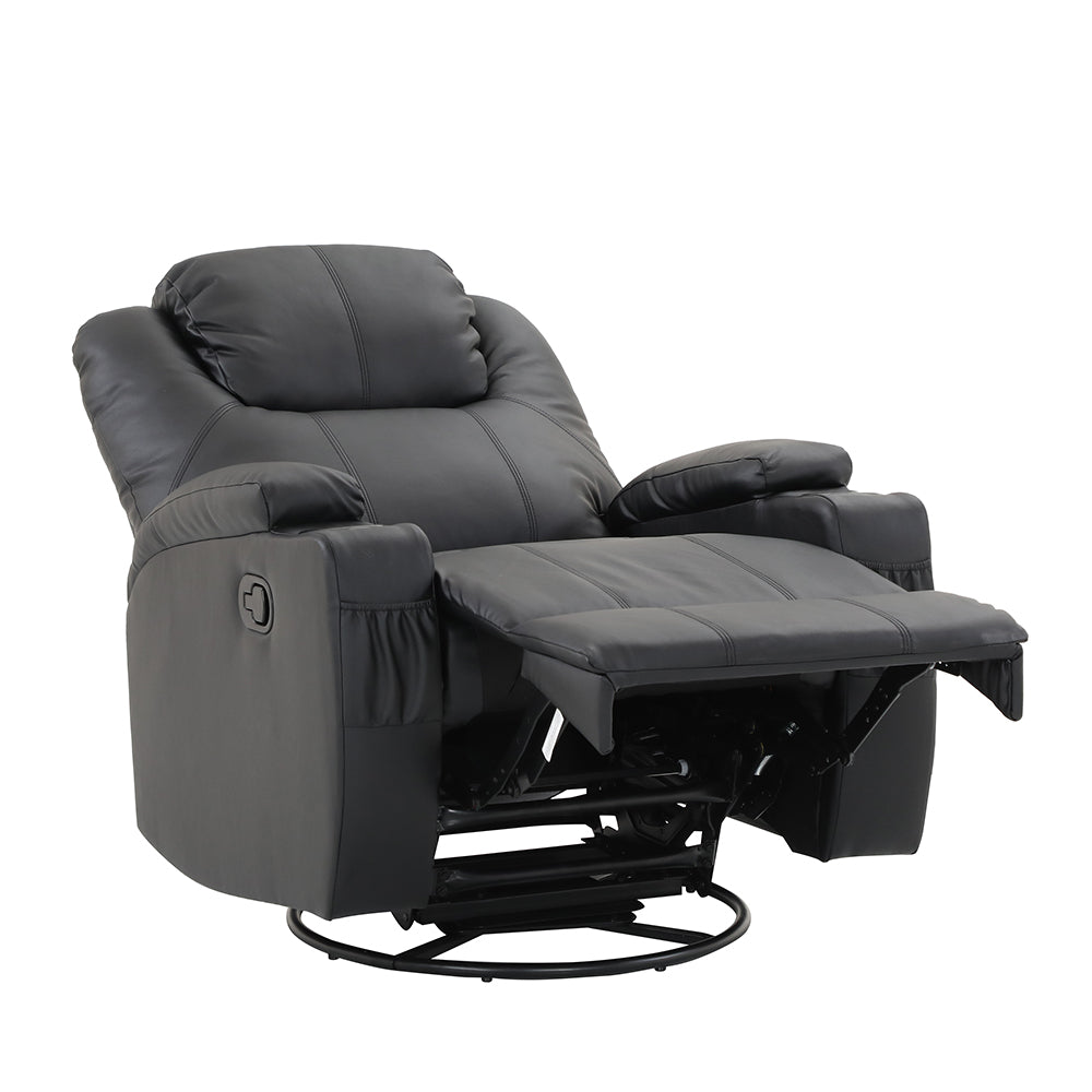 Bergere Lhasa Multifunción Mecedora y Giratorio con Masaje y Calor. PU Negro