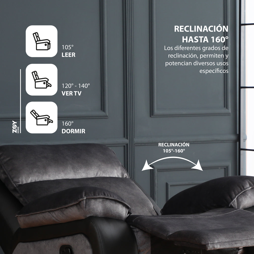 Bergere Brunei, Mecedora y Giratorio. Mix Tela y PU Negro