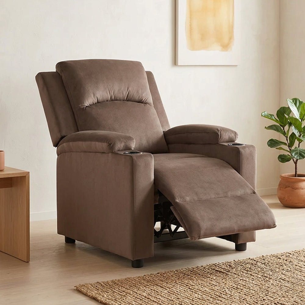 Sillón Bergere Reclinable Tela Café. Dakar