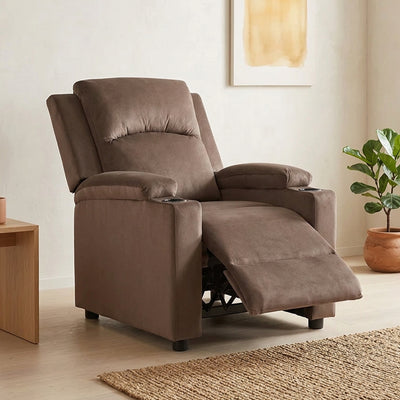Sillón Bergere Reclinable Tela Café. Dakar