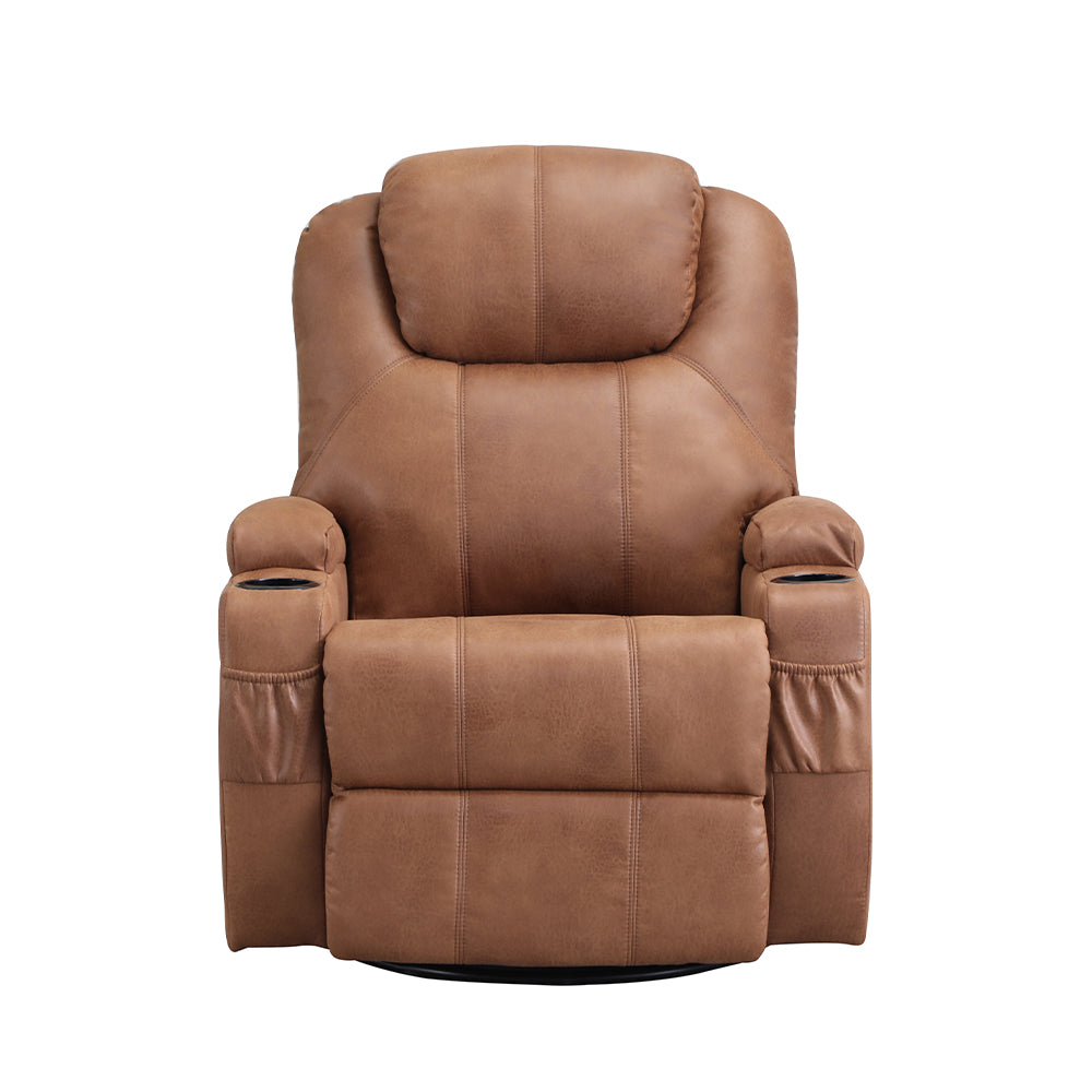 Bergere Lhasa Multifunción Mecedora y Giratorio con Masaje y Calor. PU Camel