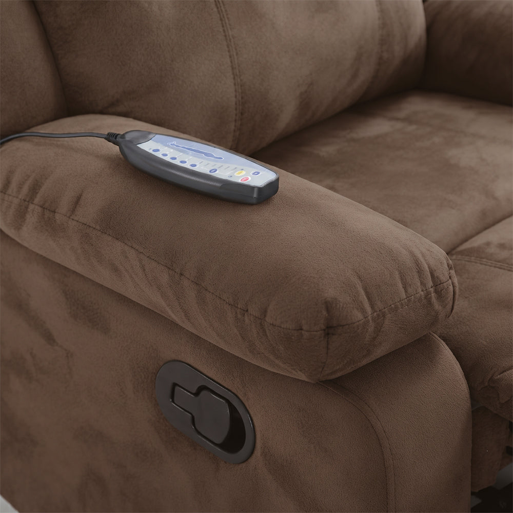 Sillón Bergere Reclinable con Masaje Tela Café. Polonia