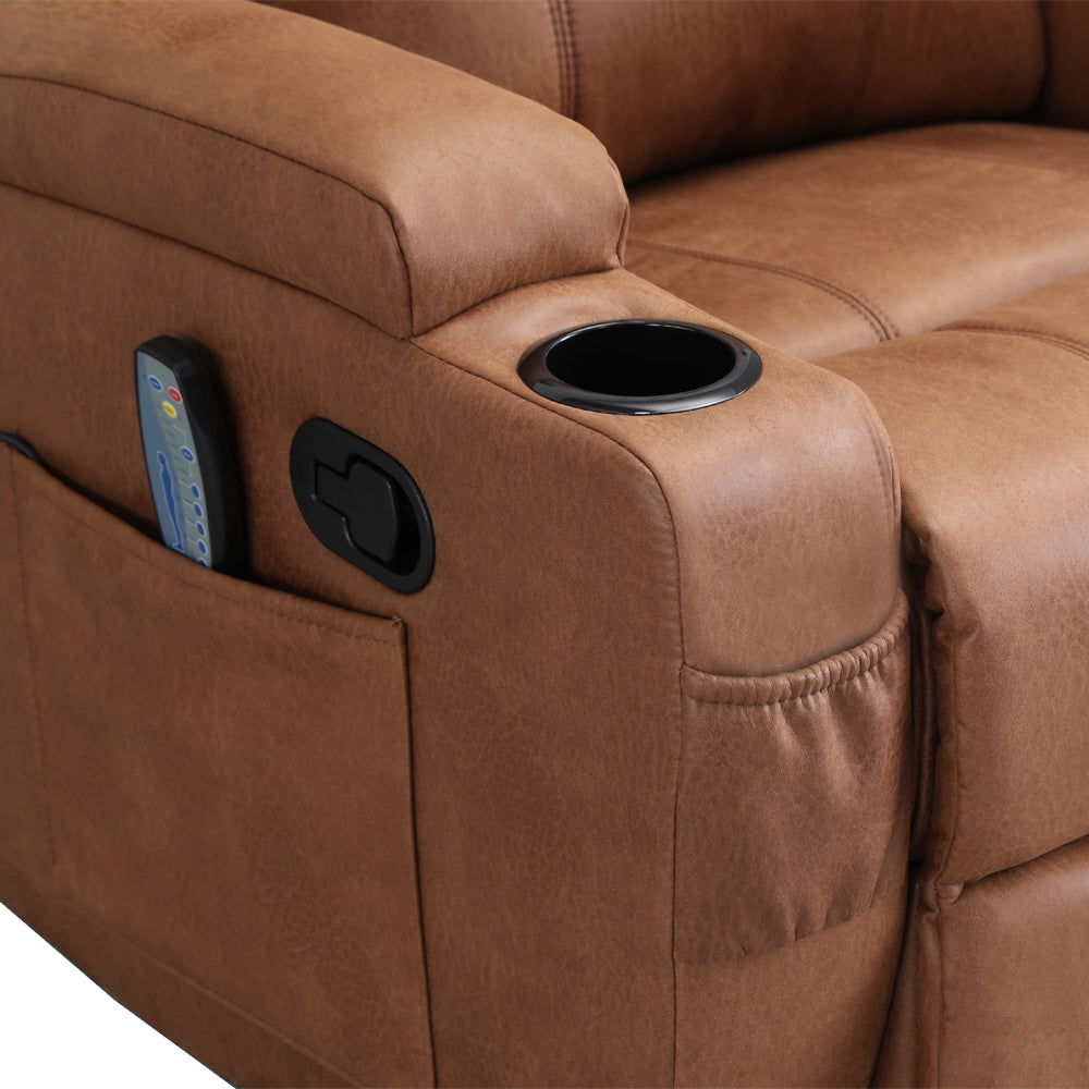 Bergere Lhasa Multifunción Mecedora y Giratorio con Masaje y Calor. PU Camel