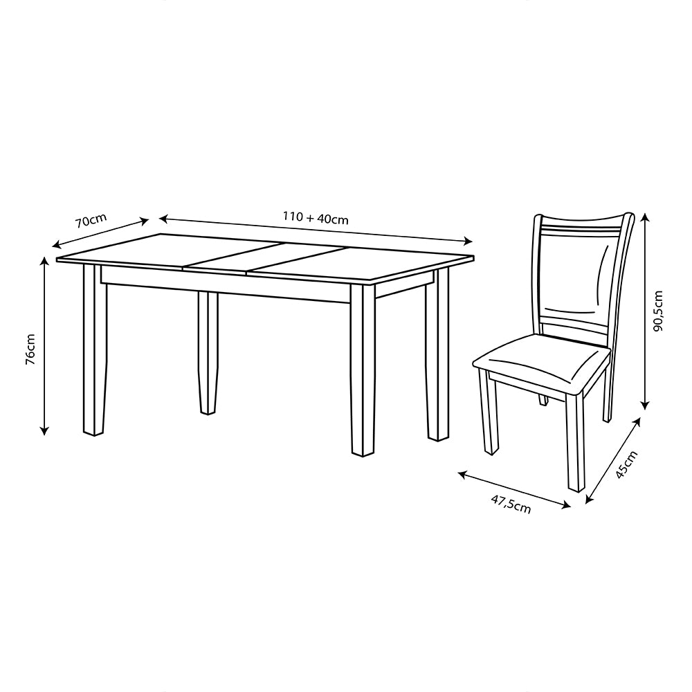 Juego de Comedor Andros Extensible 4 Sillas
