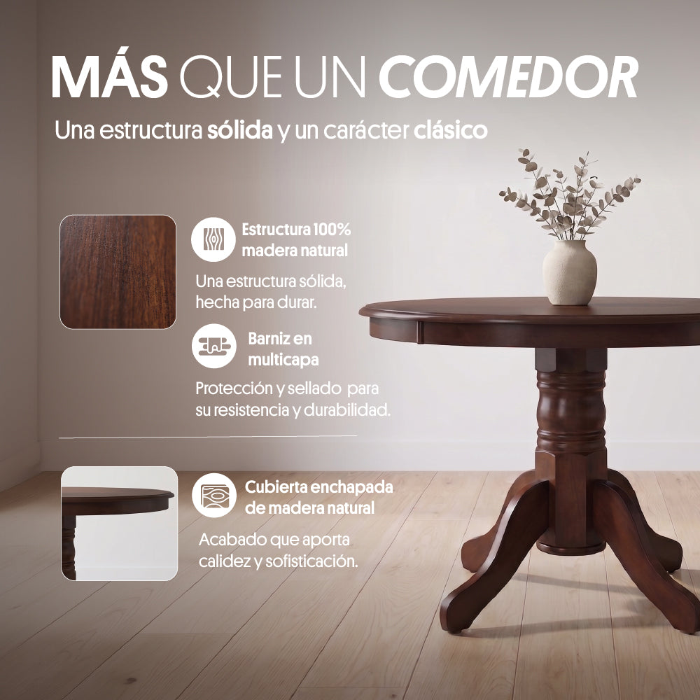 Juego de Comedor 4 Sillas (103x103x76cm) Tela Beige. Phuket 4 puestos