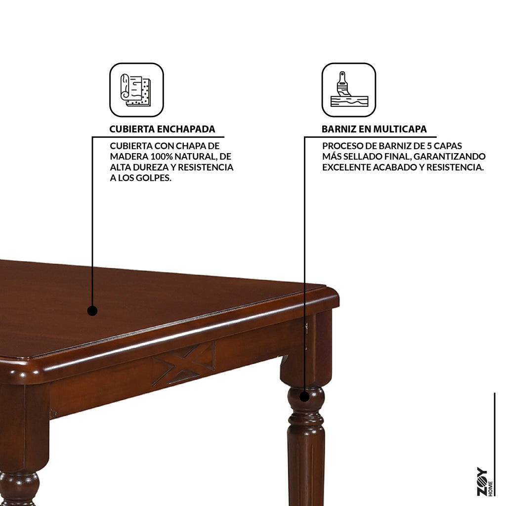 Juego de Comedor Mallorca, 4 Sillas 2 Sitiales. Madera
