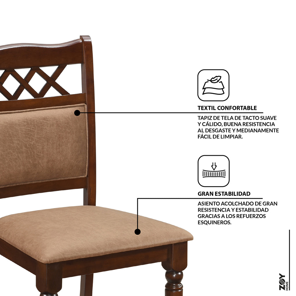 Juego de Comedor Mallorca, 4 Sillas 2 Sitiales. Madera