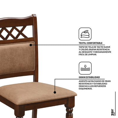 Juego de Comedor Mallorca, 4 Sillas 2 Sitiales. Madera