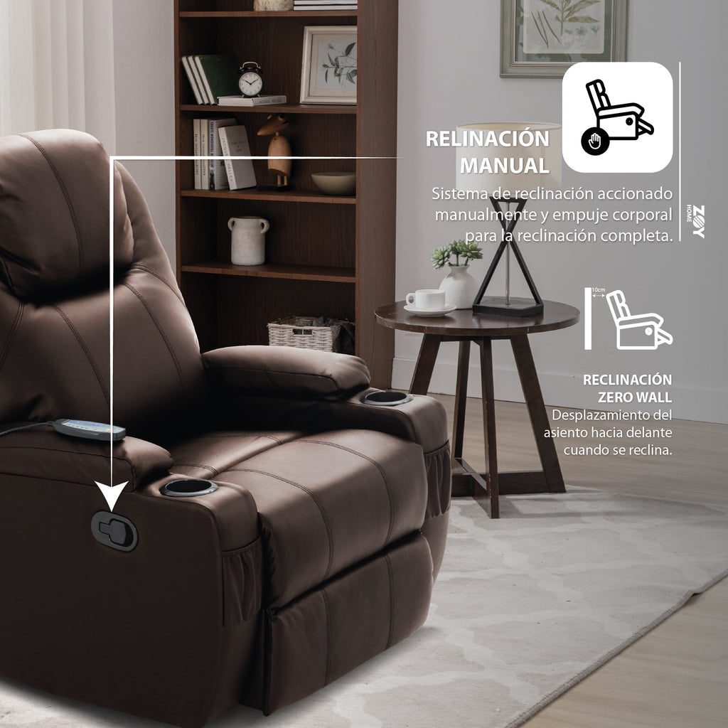 Bergere Lhasa Multifunción Mecedora y Giratorio con Masaje y Calor. PU Café