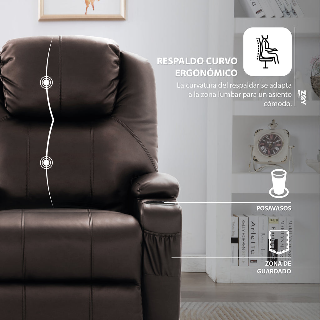 Bergere Lhasa Multifunción Mecedora y Giratorio con Masaje y Calor. PU Café