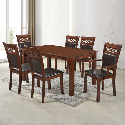 Juego de Comedor Capri PU, 4 Sillas 2 Sitiales. Madera