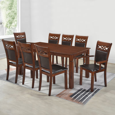 Juego de Comedor Capri PU, 6 Sillas 2 Sitiales. Madera