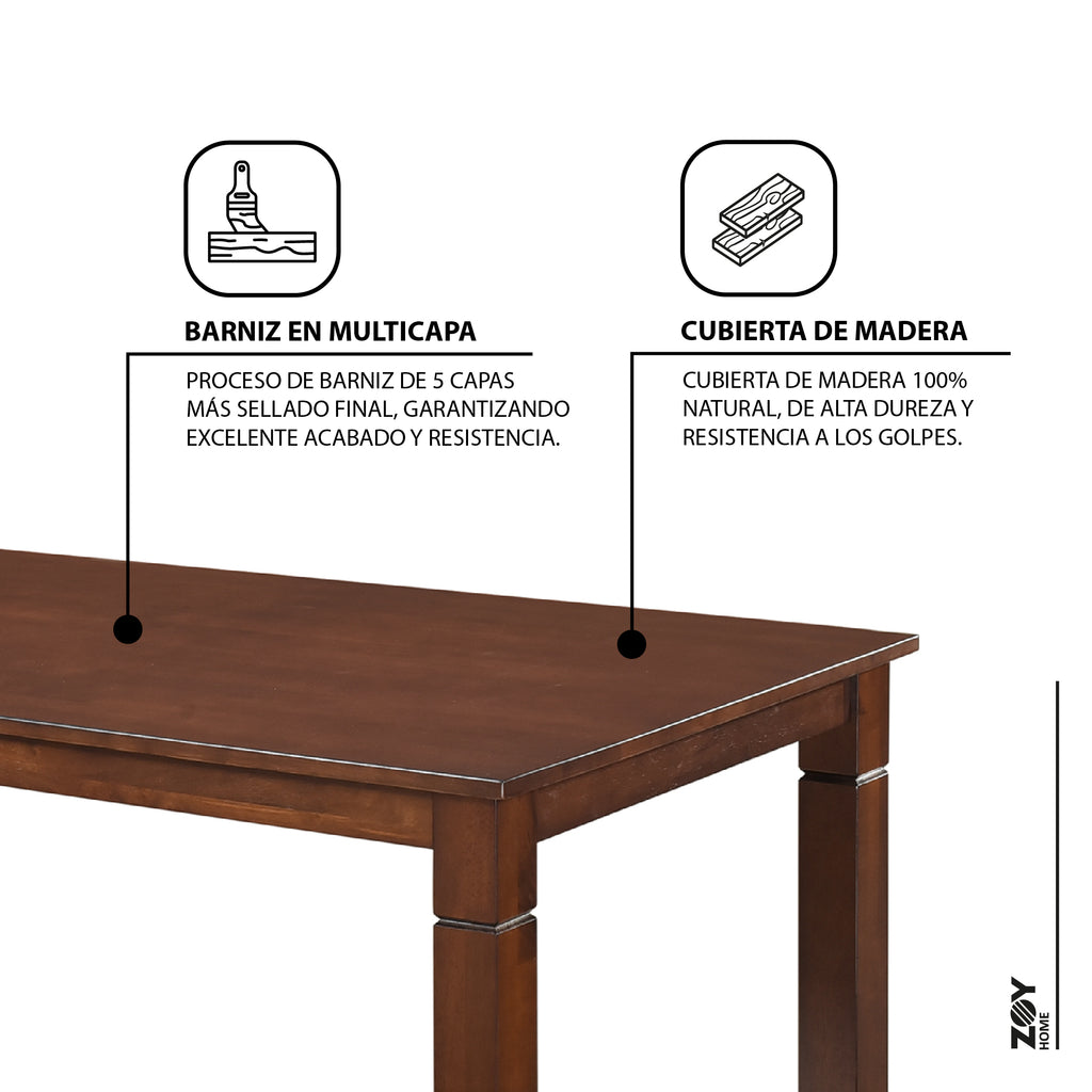 Juego de Comedor Capri PU, 4 Sillas 2 Sitiales. Madera