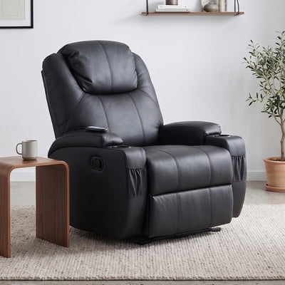 Bergere Lhasa Multifunción Mecedora y Giratorio con Masaje y Calor. PU Negro