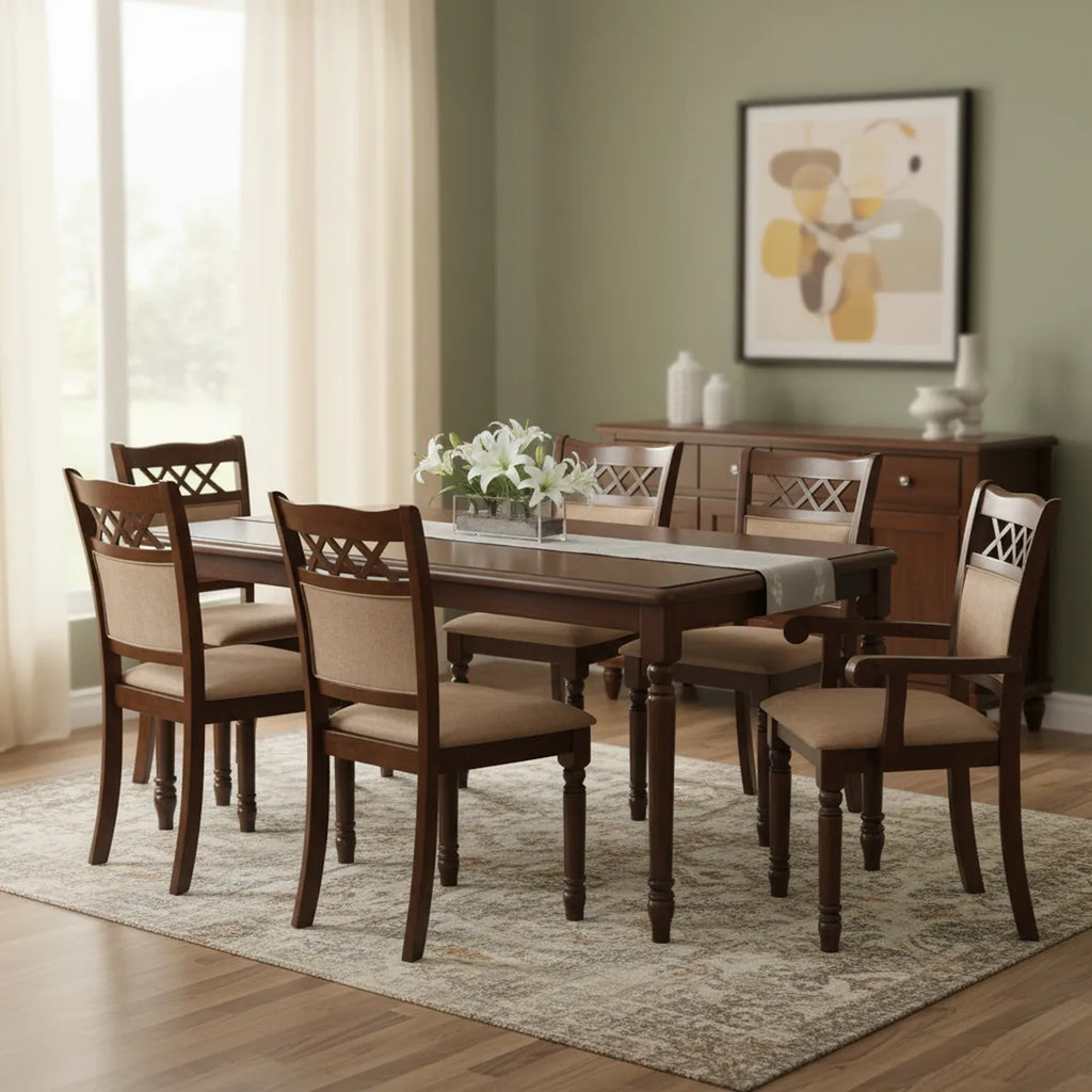 Juego de Comedor Mallorca, 4 Sillas 2 Sitiales. Madera